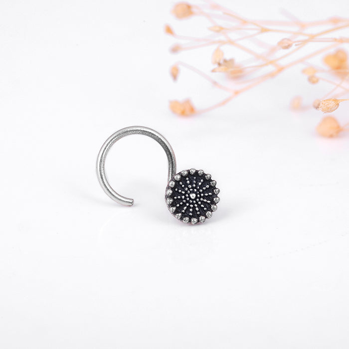 Charming Oxidised Silver Nose Pin Without Piercing - South India Jewels